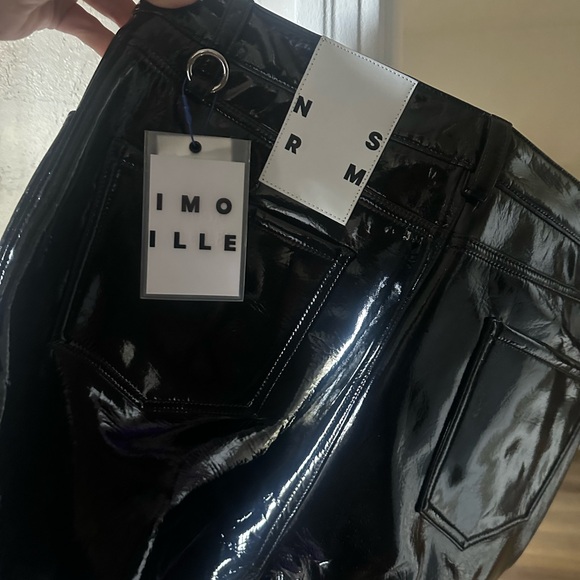 SIMON MILLER Vegan Patent Leather Straight Leg Pants - Picture 3 of 6